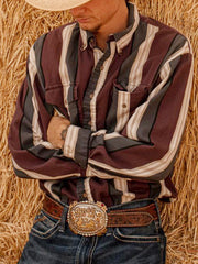 Men's Vintage Western Cowboy Stripe Shirt