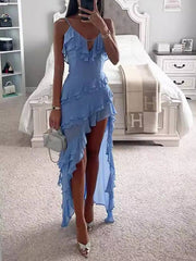 Irregular Ruffle Suspender Dress