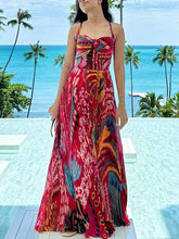 Unique Print A-Line Sling Maxi Dress