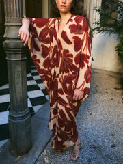 Elegant Oversized Floral Print Maxi Dress