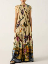 Pleated Print Maxi Dress
