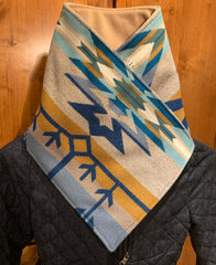 Western Cowboy Navy Aztec Warm Neck Hood