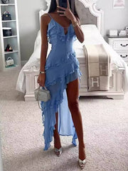 Irregular Ruffle Suspender Dress