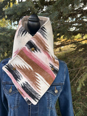 Western Cowboy Pink/Brown/Black Aztec Warm Neck Hood