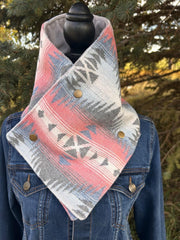 Western Cowboy Pink/Grey Warm Neck Hood
