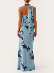 Elegant Floral Print Off-the-shoulder Maxi Dress