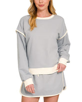 French Terry Drop Shoulder Pullover & Skort Set