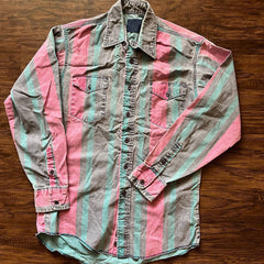Men's Western Pink Striped Long Sleeve Shirt