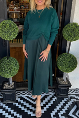 Women Inner Dress + Knitted Pleated Top Casual Suit