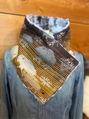 Western Cowboy Yellow Print Sherpa Warm Neck Hood