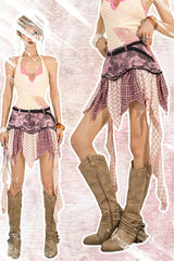 Raw-Hem Asymmetrical Cut-Out Short Skirt | American Streetwear Style