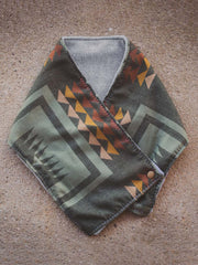 Western Green Aztec Warm Neck Hood
