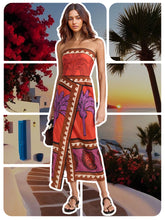 Unique Palm Tree Floral Off-Shoulder Midi Dress