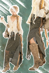 Distressed Lace Panels & Raw Hem Detail | Y2K Punk Revival Mini Skirt