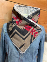Western Khaki Gray Aztec Sherpa Warm Neck Hood