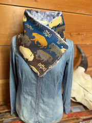 Western cowboy print Sherpa Warm Neck Hood