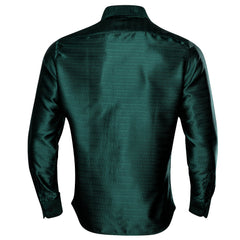 Mens Hunter Green Dress Shirt Solid Long Sleeve Wrinkle-Free Formal Shirt