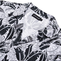 Summer Tops Black White Floral Men's Button Down Shirt
