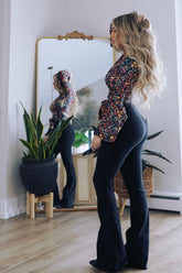 Fiona High Waisted Bell Bottom Flare Jeans - Black