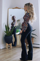 Fiona High Waisted Bell Bottom Flare Jeans - Black