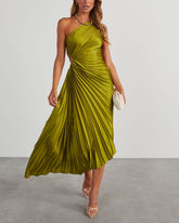 One Shoulder Asymmetrical Maxi Dress - Olive