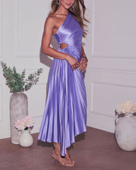 One Shoulder Asymmetrical Maxi Dress - Lavender