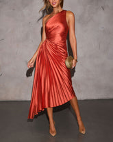 One Shoulder Asymmetrical Maxi Dress - Golden Sand