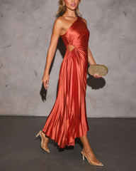One Shoulder Asymmetrical Maxi Dress - Golden Sand