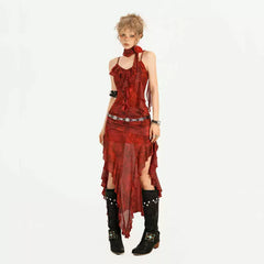 Sultry Red Flame Tie-Dye Dress