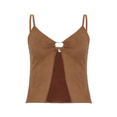 Bohemian Slit Heart Button Sexy V-Neck Vest