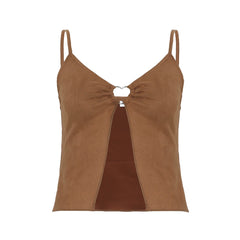Bohemian Slit Heart Button Sexy V-Neck Vest