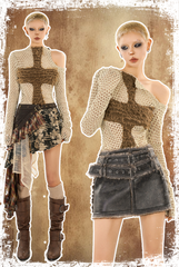 Tear-Out Hollow Off-Shoulder Sweater Fishnet Top