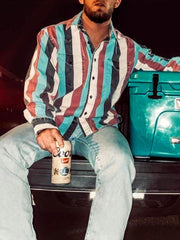 Blue and Brown Striped Shirt