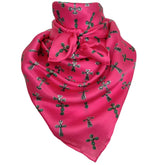 Crosses on Hot Pink Wild Rag Silk Scarf