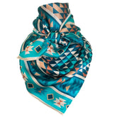 Aztec Wild Rags (Trails to Tucumcari) Turquoise Silk Scarf