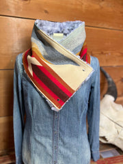 Western Red Aztec Sherpa Warm Neck Hood