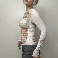 Printed long-sleeved top