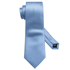 Sky Blue Necktie Geometric Tie Pocket Square Cufflinks Set