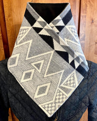 Western Cowboy Gray Aztec Warm Neck Hood