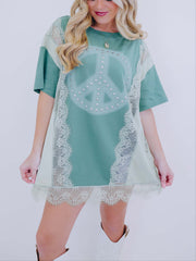 Retro Rules Peace N Lace Graphic Tee