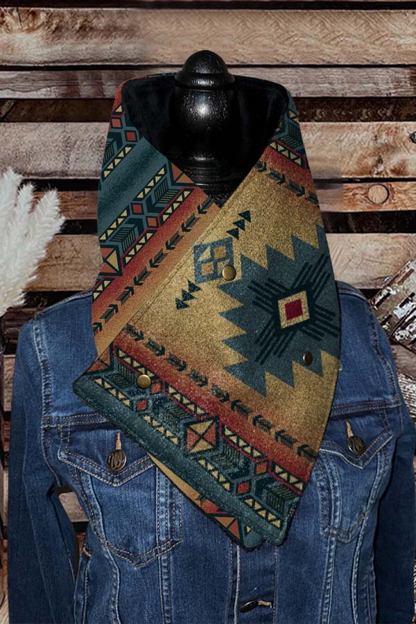 Western Cowboy Blue Aztec Warm Neck Hood
