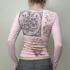 Printed long-sleeved top