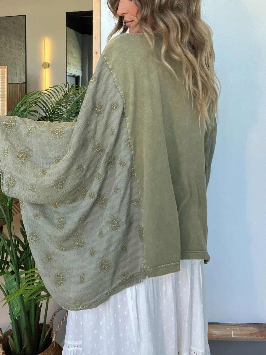Peace Within Kimono Sleeve Tee Olive