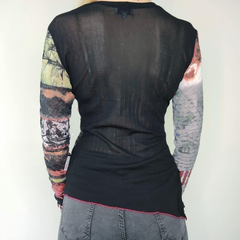 Black and pink long-sleeved