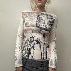 Printed long-sleeved top