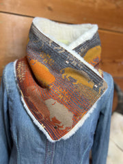 Western cowboy print Sherpa Warm Neck Hood