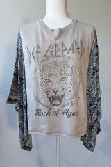 Def Leppard Mix & Match Tee Beige Blue Floral