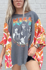 KlSS-Vintage Bandphoto Print Mix & Match Tee