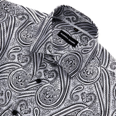 Silver Button Down Shirt Floral Casual Long Sleeve Western Shirts for Party