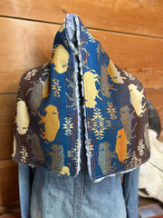 Western cowboy print Sherpa Warm Neck Hood